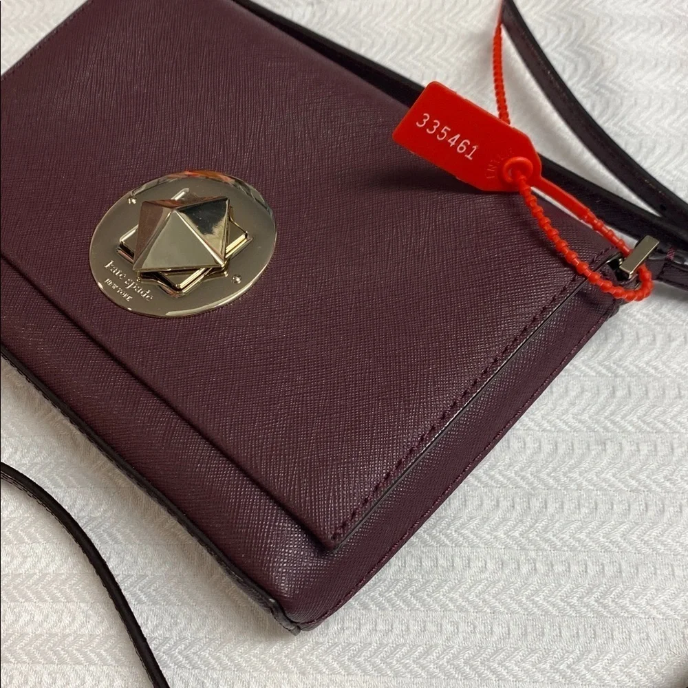 Kate Spade Grace | Grace Fliplock Crossbody Burgundy Gold-Tone Pyramid Turn-Lock